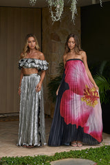 Amaria Lettuce Edge Maxi Skirt Silver