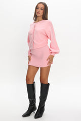 Azari Buttoned Knit Mini Dress Dusty Pink