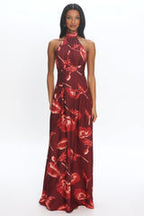 Agoura Halterneck Maxi Dress Floral Cherry