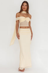 All The Lights Ruched Midi Skirt Cream