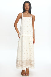Adella Drop Waist Maxi Dress Beige