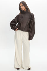 Bellarae High Neck Bomber Jacket Chocolate
