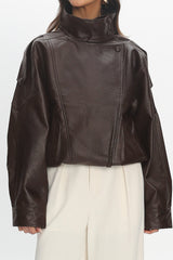 Bellarae High Neck Bomber Jacket Chocolate