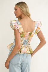 Allora Frill Sleeve Top Las Palmas