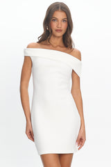 Après Off-Shoulder Mini Dress – White