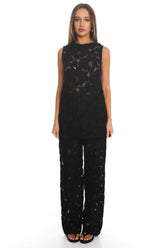 Belmara 3D Floral Lace Top Black