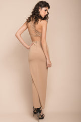 Anastasia Bodycon Evening Dress Mocha