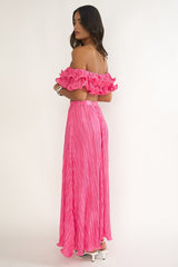 Amaria Lettuce Edge Maxi Skirt Hot Pink