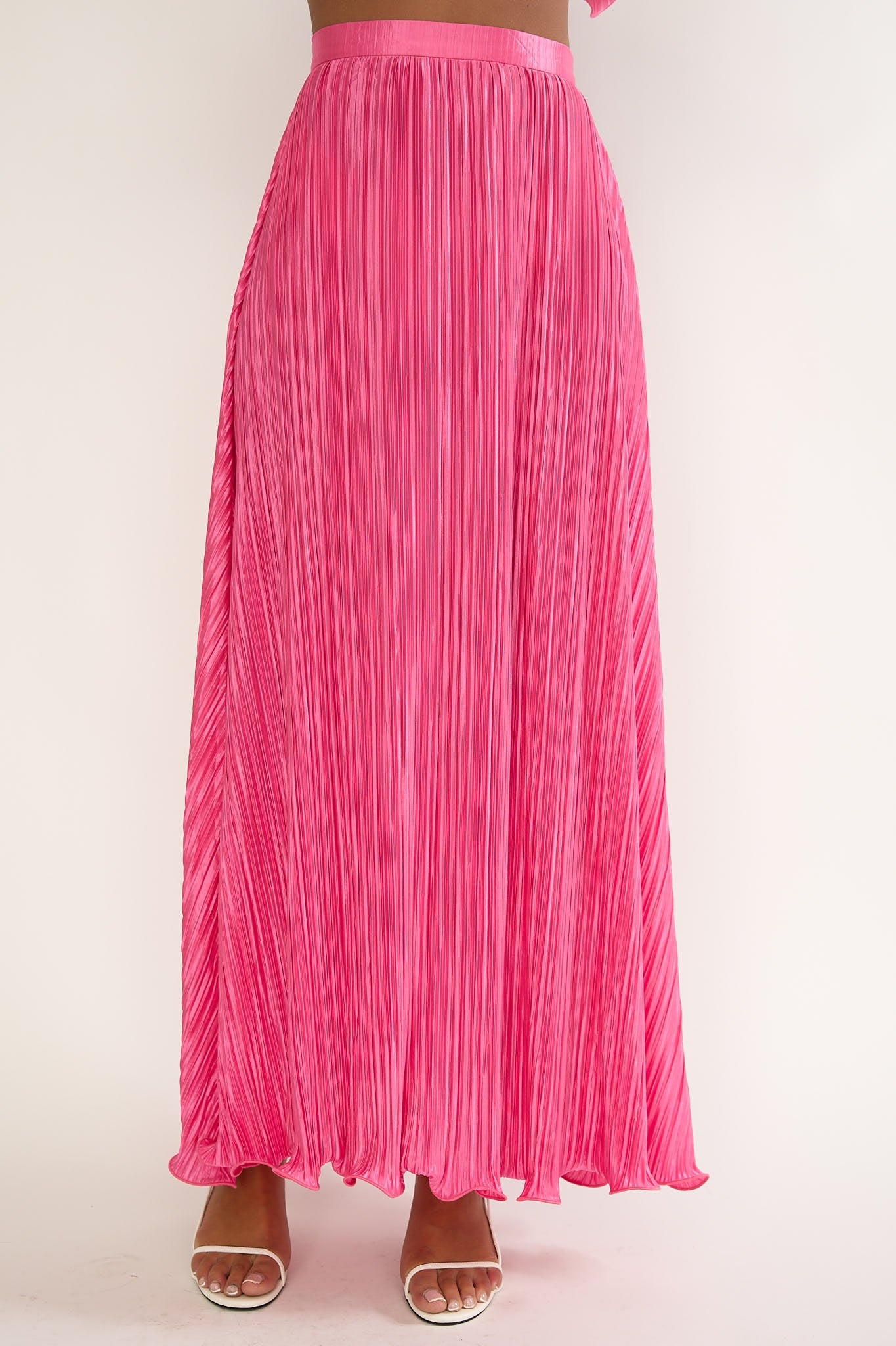 Amaria Lettuce Edge Maxi Skirt Hot Pink