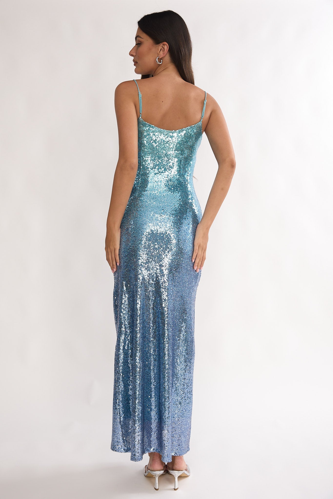 Astara Sequin Maxi Dress Gradient Blue
