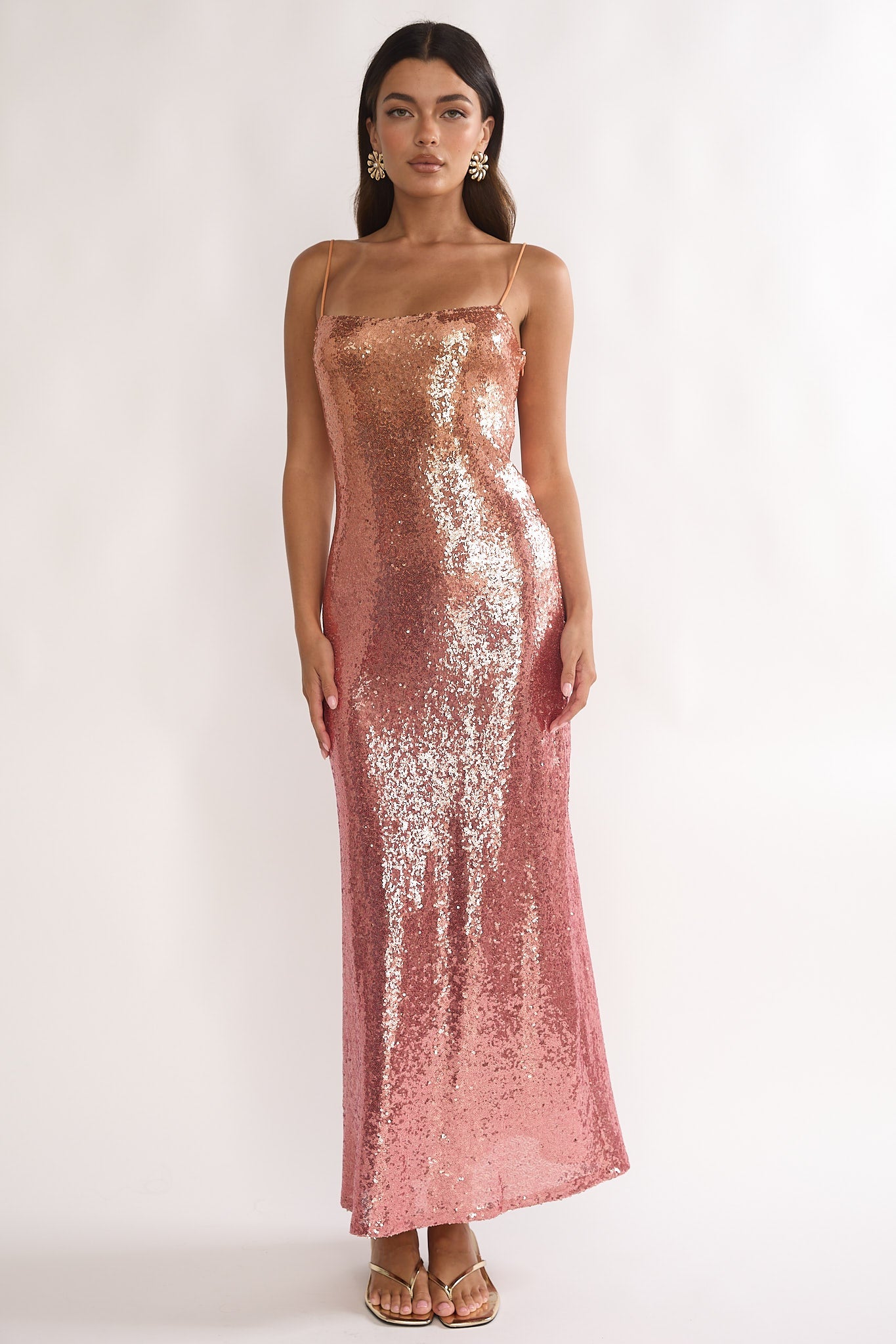 Astara Sequin Maxi Dress Gradient Pink