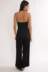 Ambrin Halterneck Button Jumpsuit Black