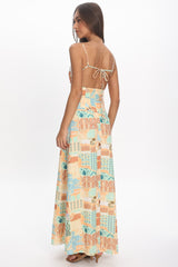 Avilo Ric Rac Trim Maxi Dress Print Yellow