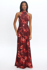 Agoura Halterneck Maxi Dress Floral Cherry