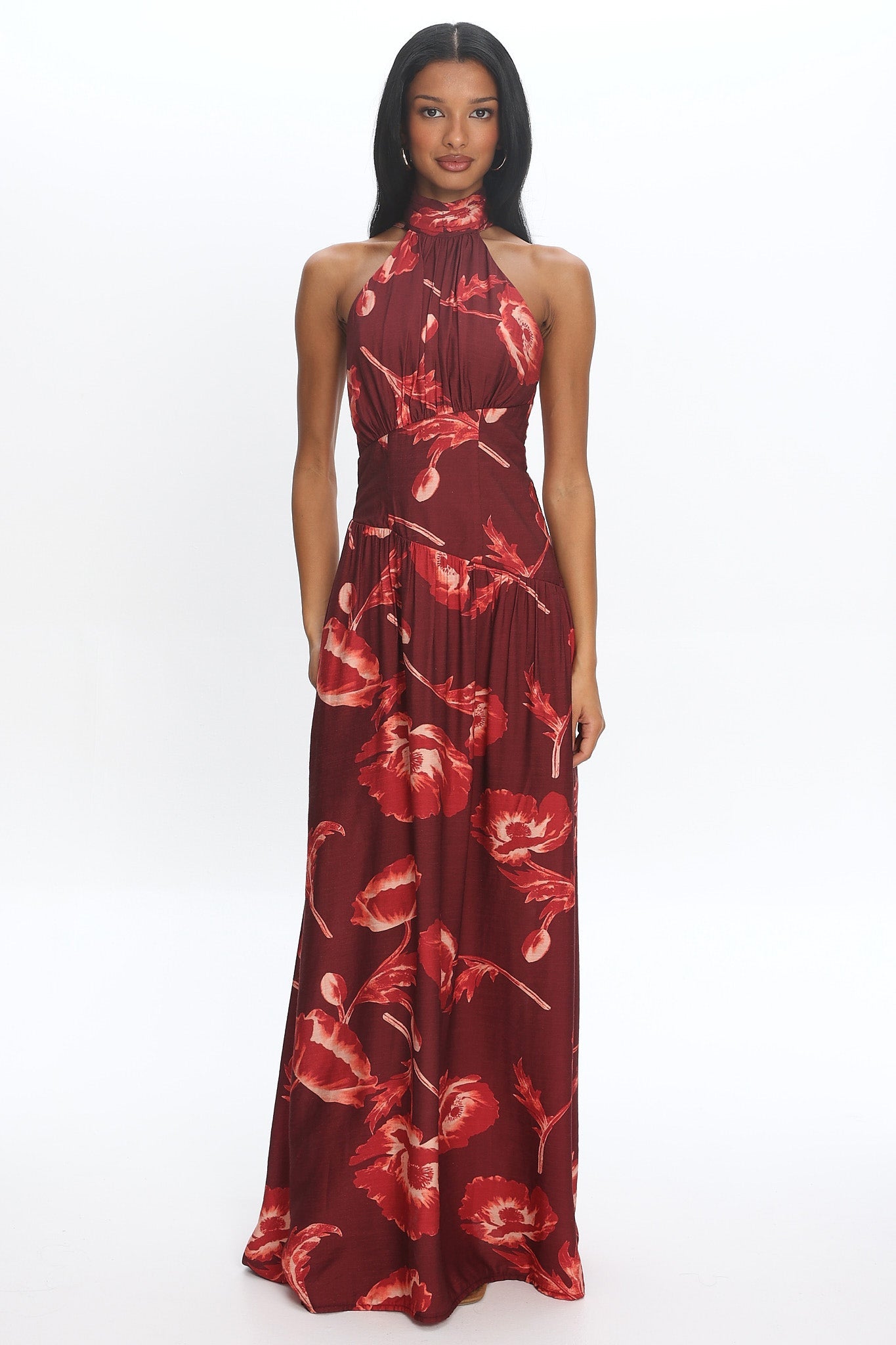 Agoura Halterneck Maxi Dress Floral Cherry