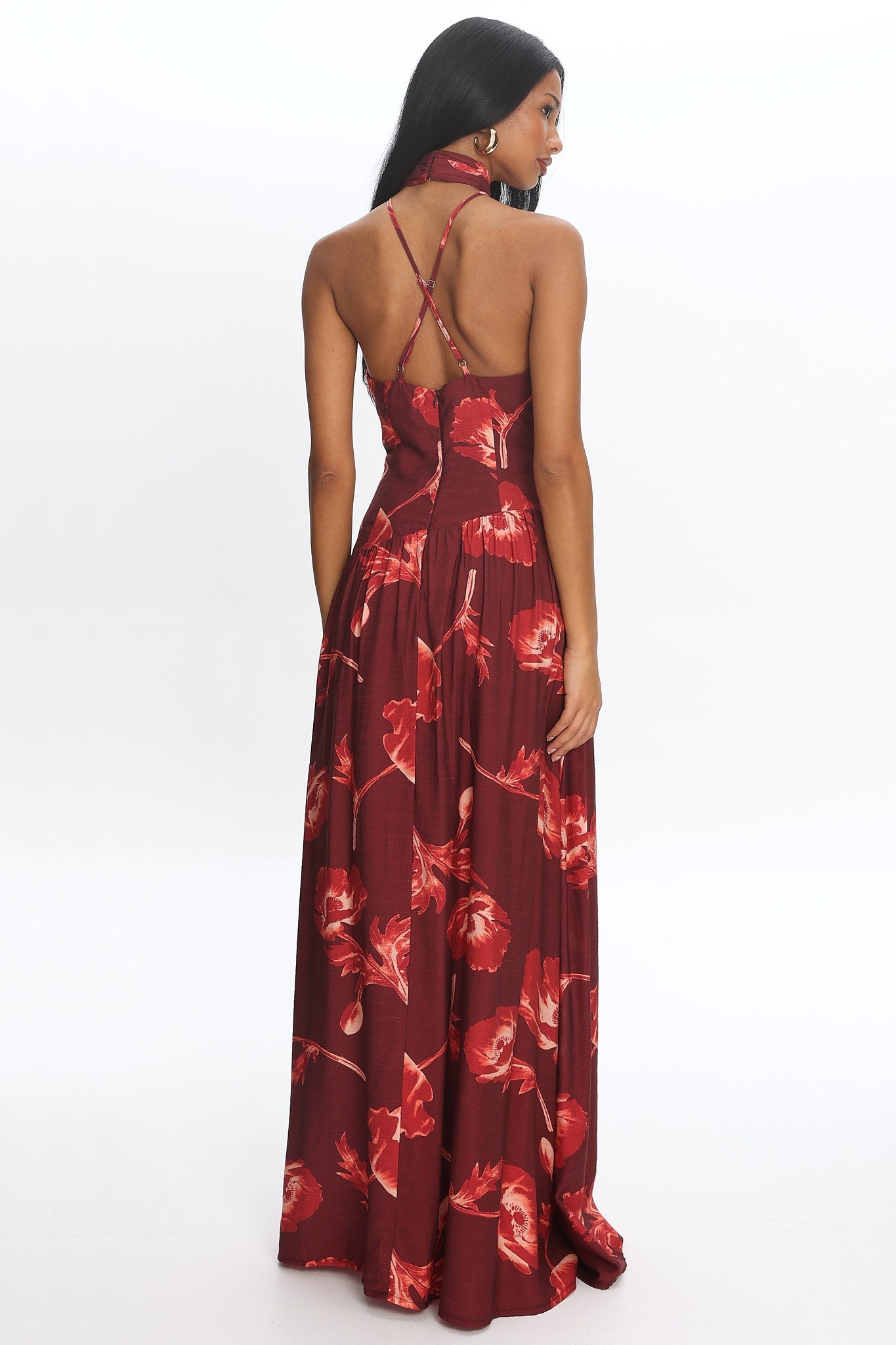 Agoura Halterneck Maxi Dress Floral Cherry