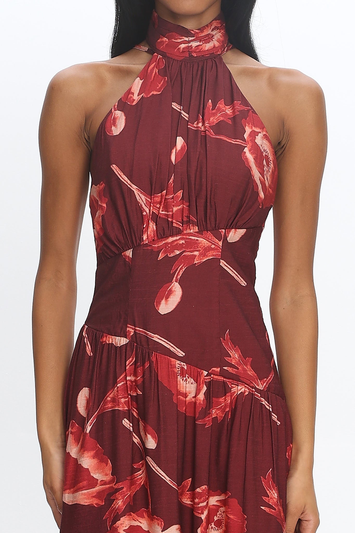 Agoura Halterneck Maxi Dress Floral Cherry