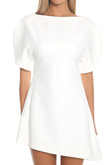 Blanchard Puff Sleeve Mini Dress White