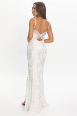 Anjelique Side Slit Maxi Dress Sequin White