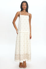 Adella Drop Waist Maxi Dress Beige
