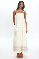 Adella Drop Waist Maxi Dress Beige