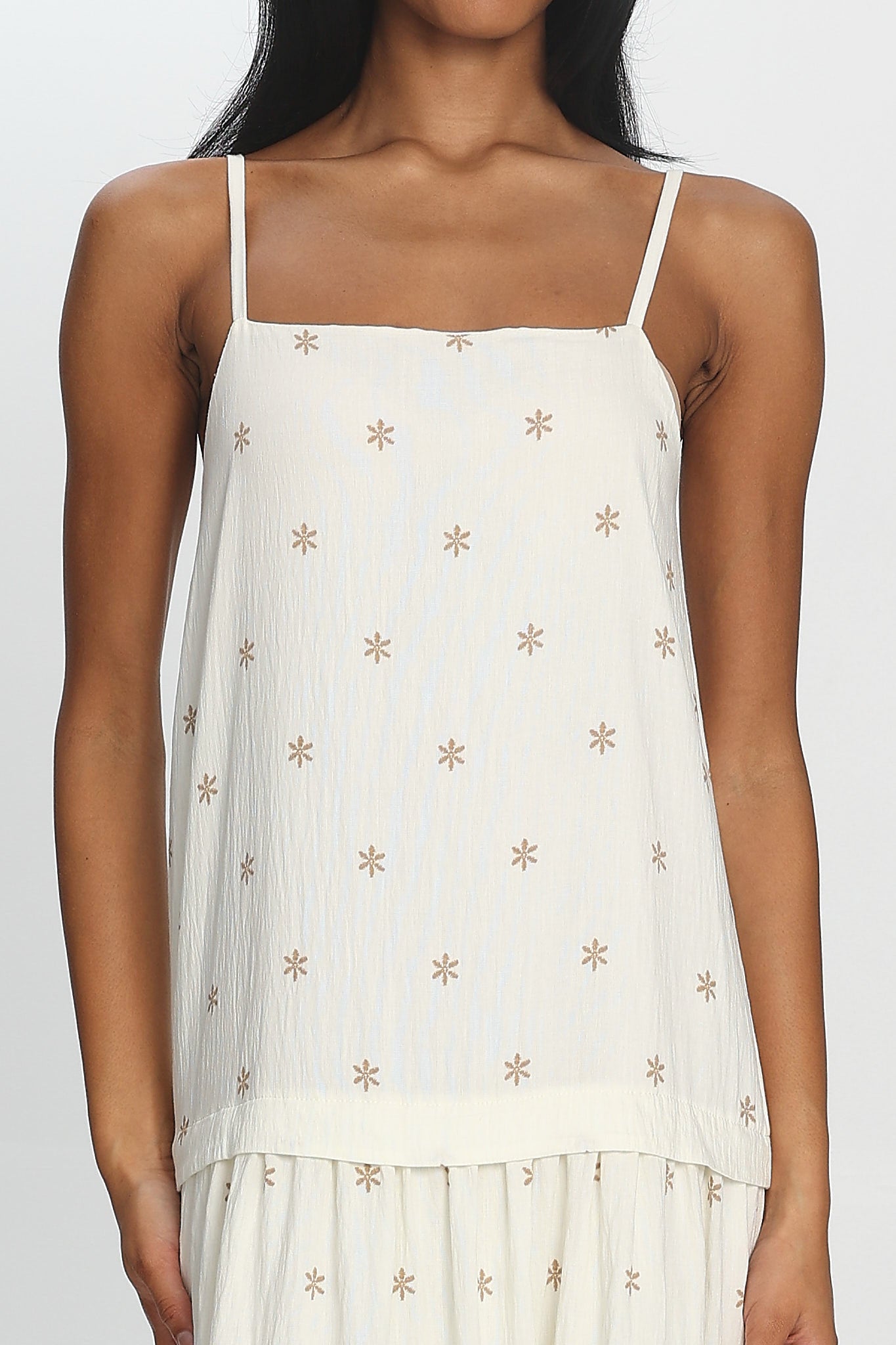 Adella Drop Waist Maxi Dress Beige