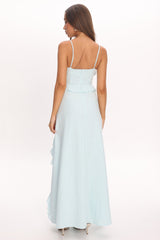 Arrabel Ruffle Split Maxi Dress Blue