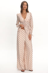 Anessa Straight Leg Pants Polka Dot Cream