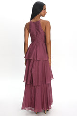 Aurika Tiered Ruffle Maxi Dress Grape
