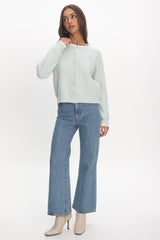 Aurore Scalloped Edge Knit Cardigan Baby Blue