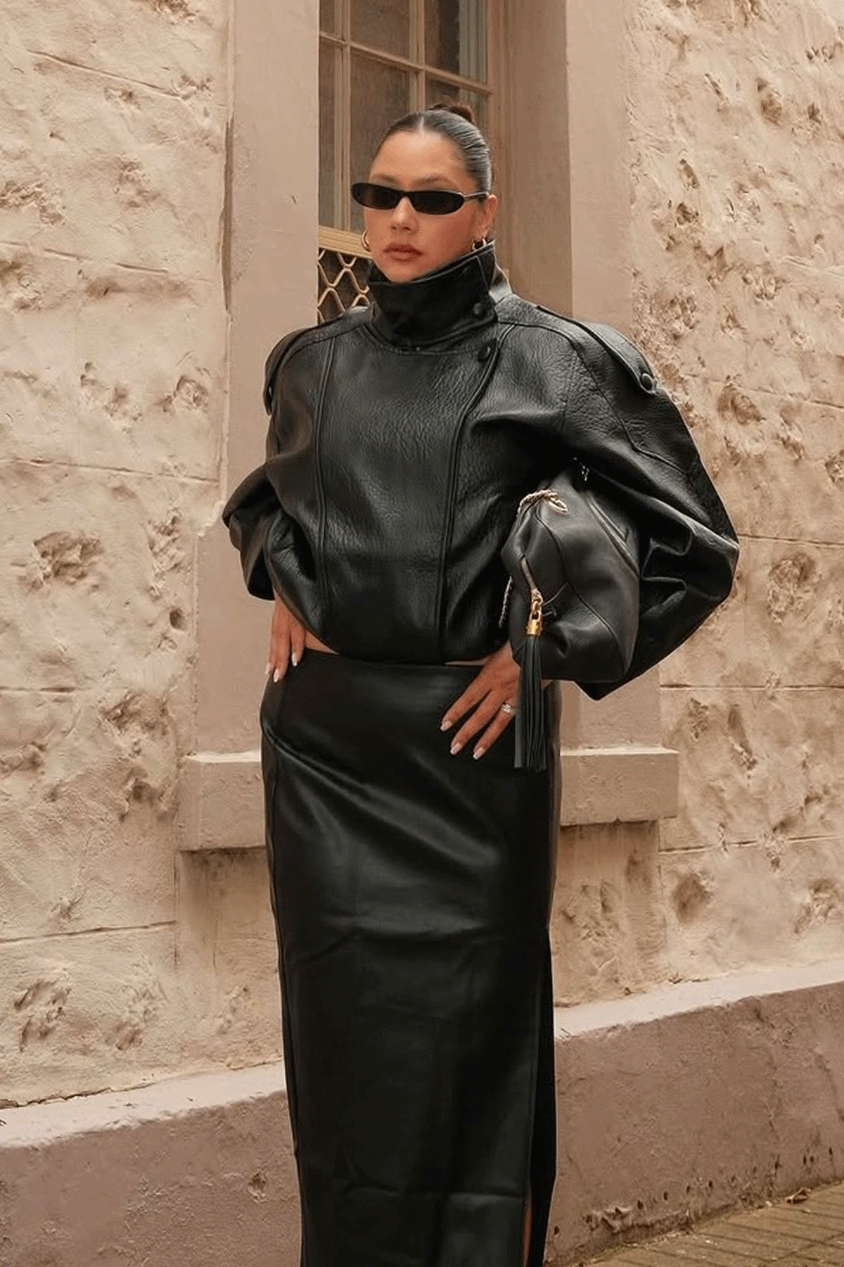 Bellarae High Neck Bomber Jacket Black