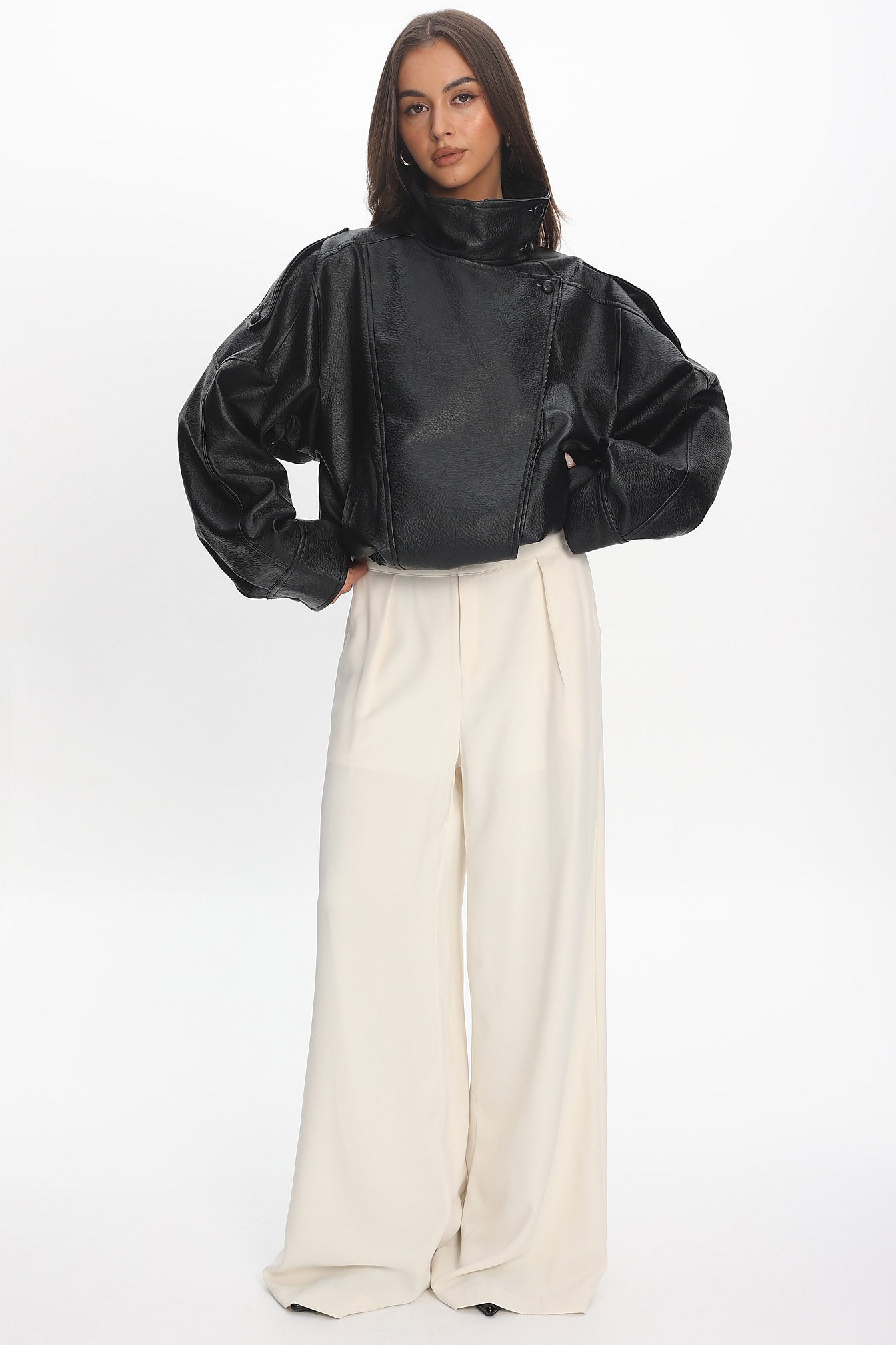 Bellarae High Neck Bomber Jacket Black