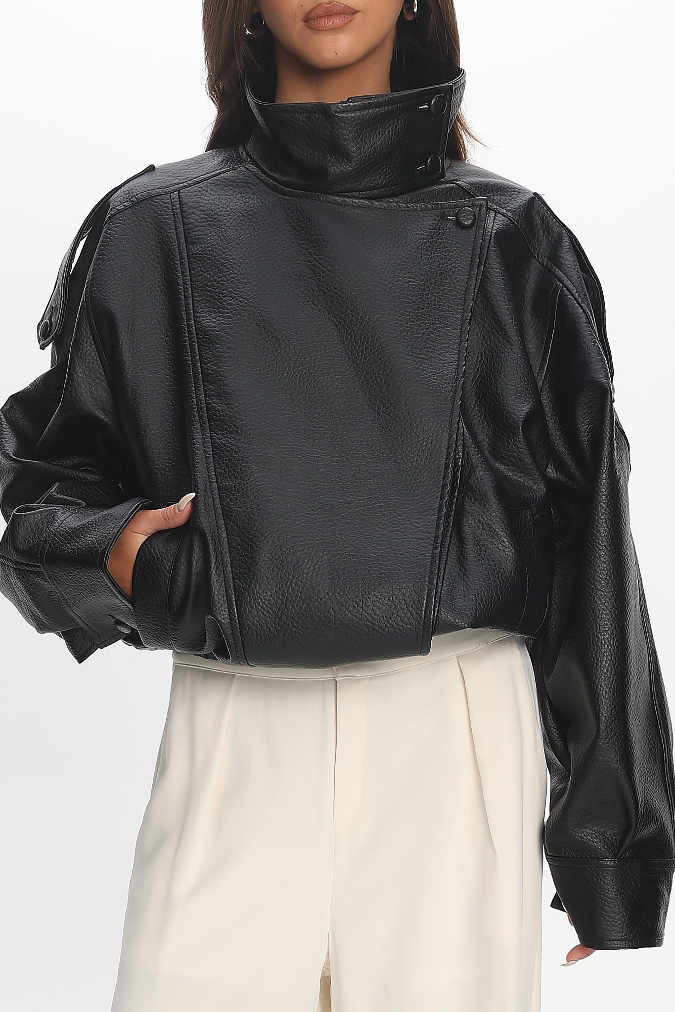Bellarae High Neck Bomber Jacket Black