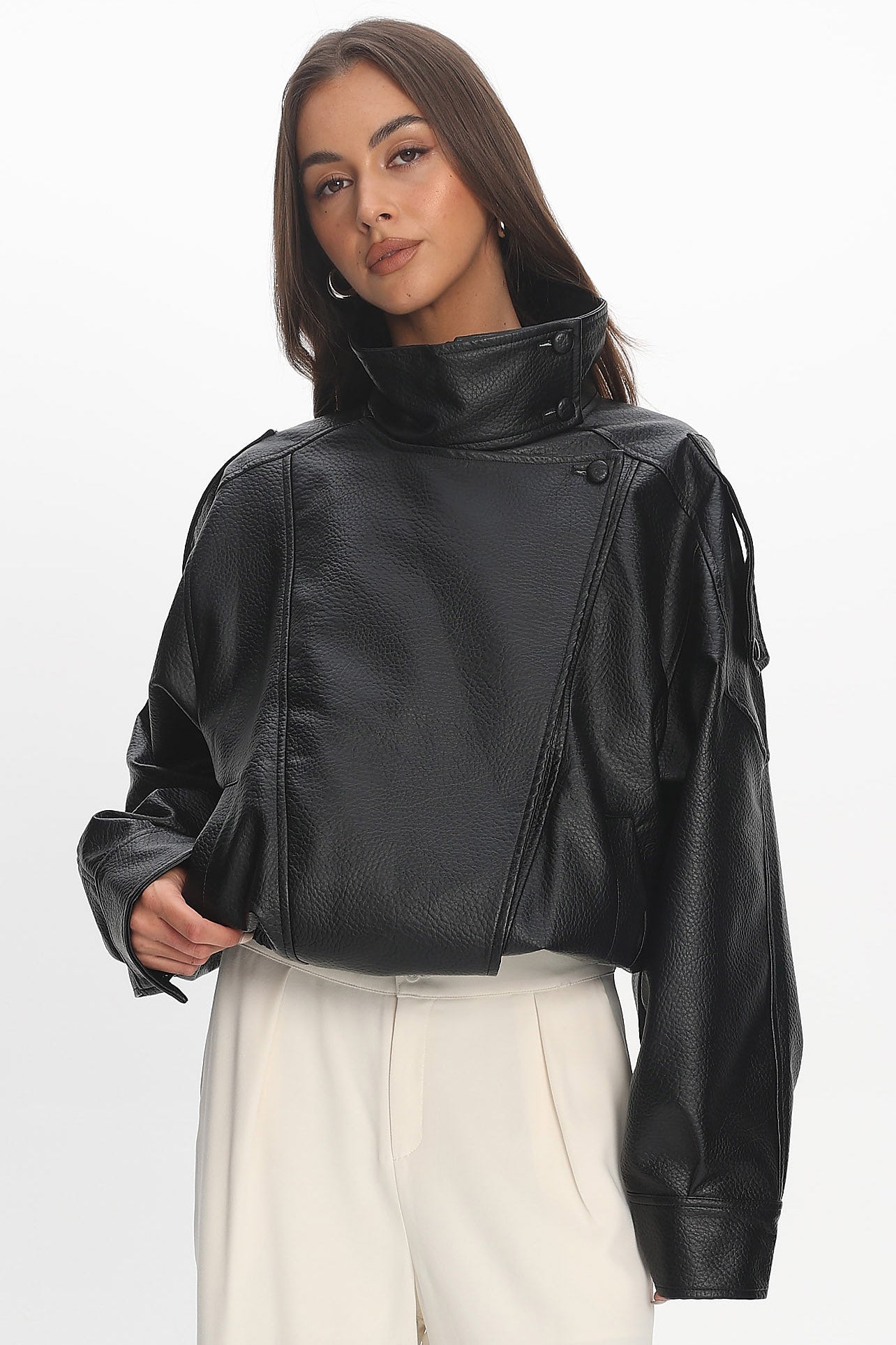 Bellarae High Neck Bomber Jacket Black