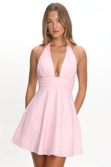 As It Was Halterneck A-Line Mini Dress Pink