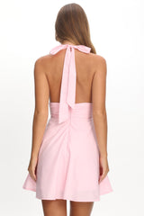 As It Was Halterneck A-Line Mini Dress Pink
