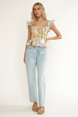 Allora Frill Sleeve Top Las Palmas