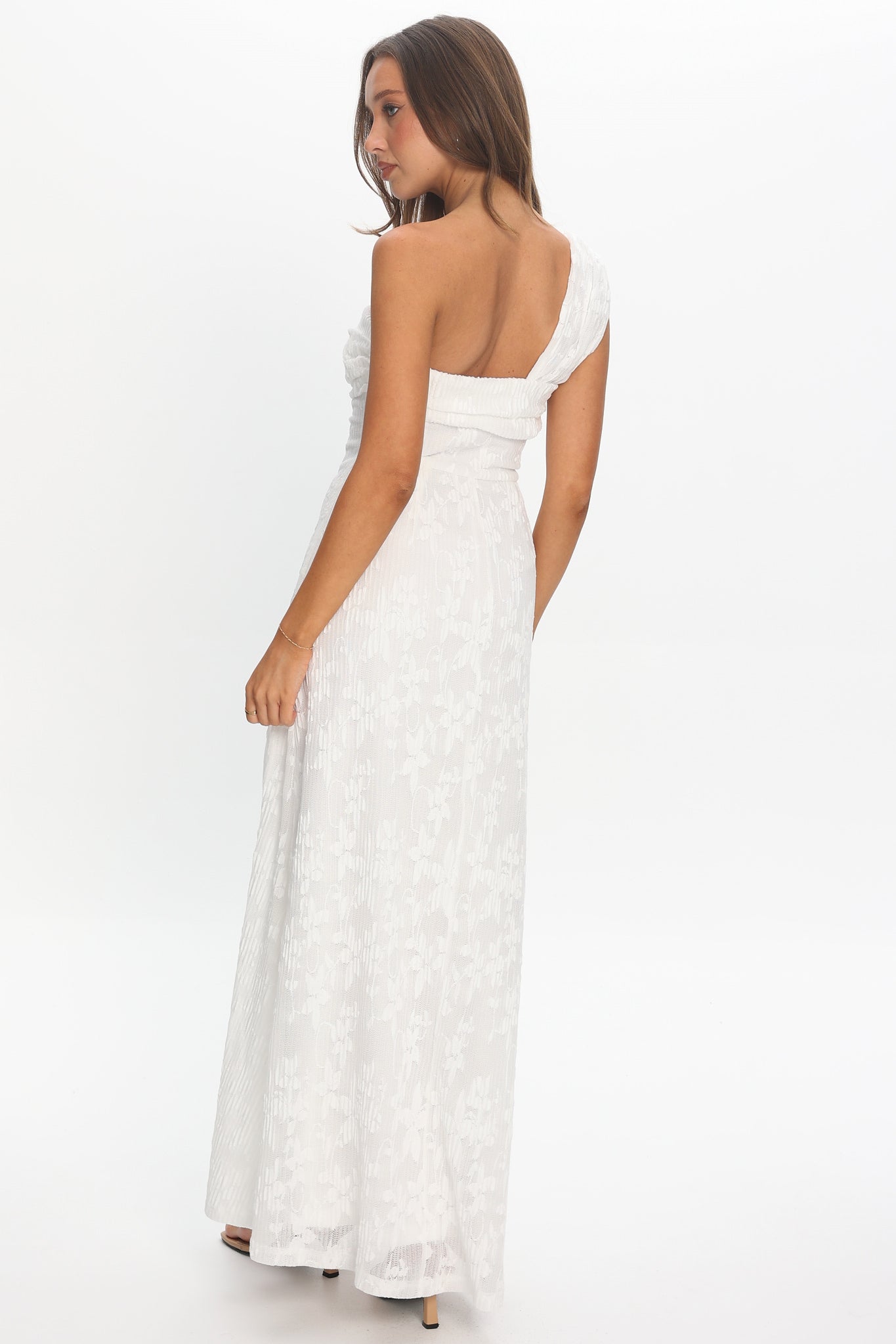 Azure Sun Drop Waist Maxi Dress Lace Off White