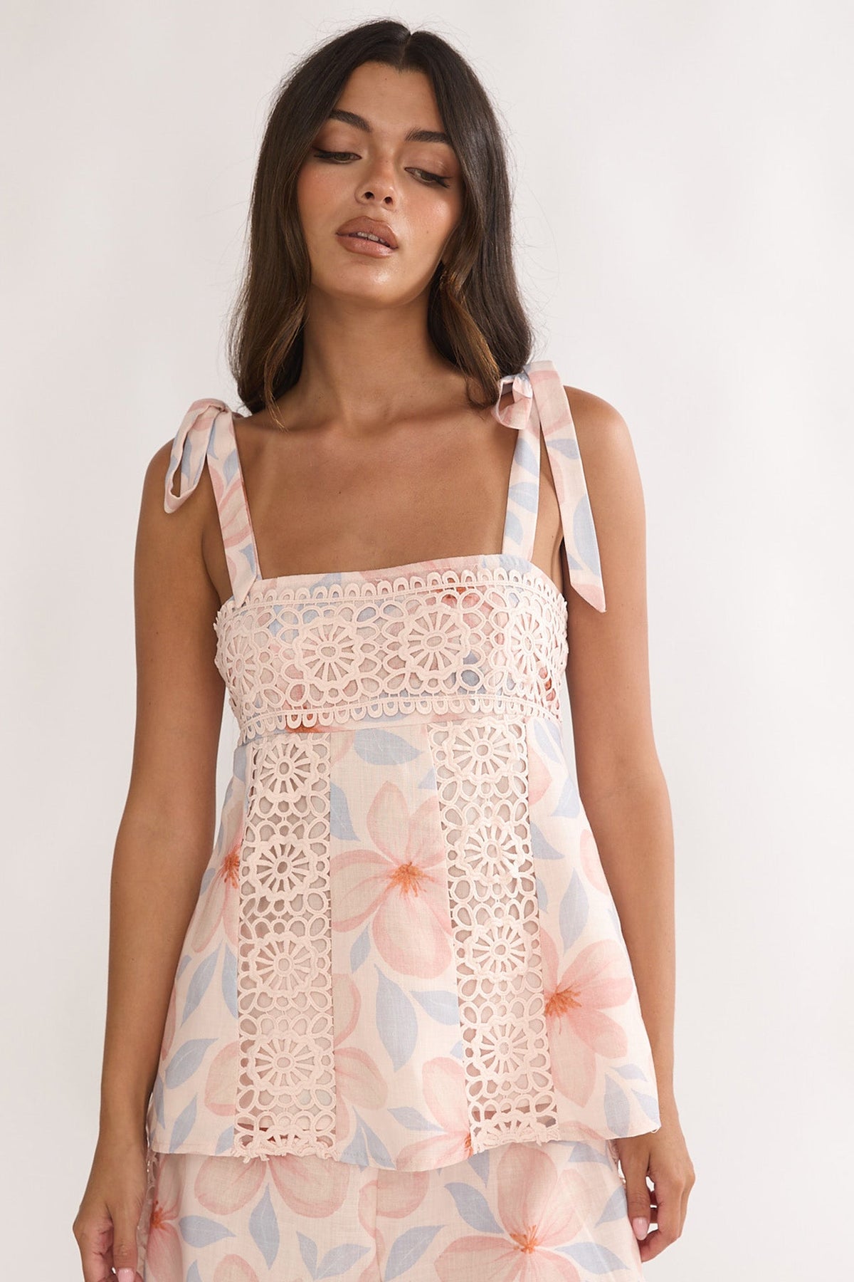Baybreeze Tied Shoulder Top Floral