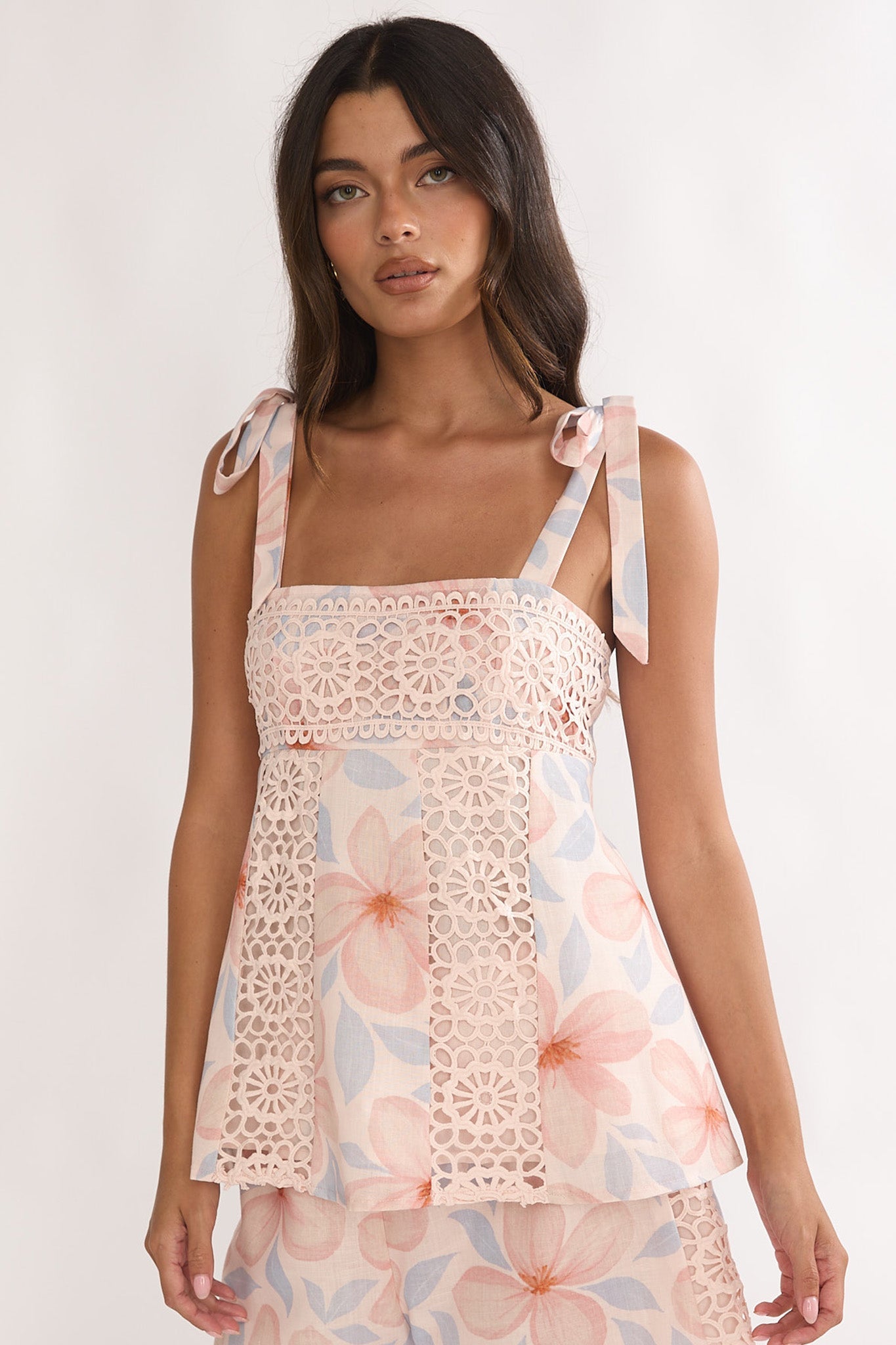 Baybreeze Tied Shoulder Top Floral