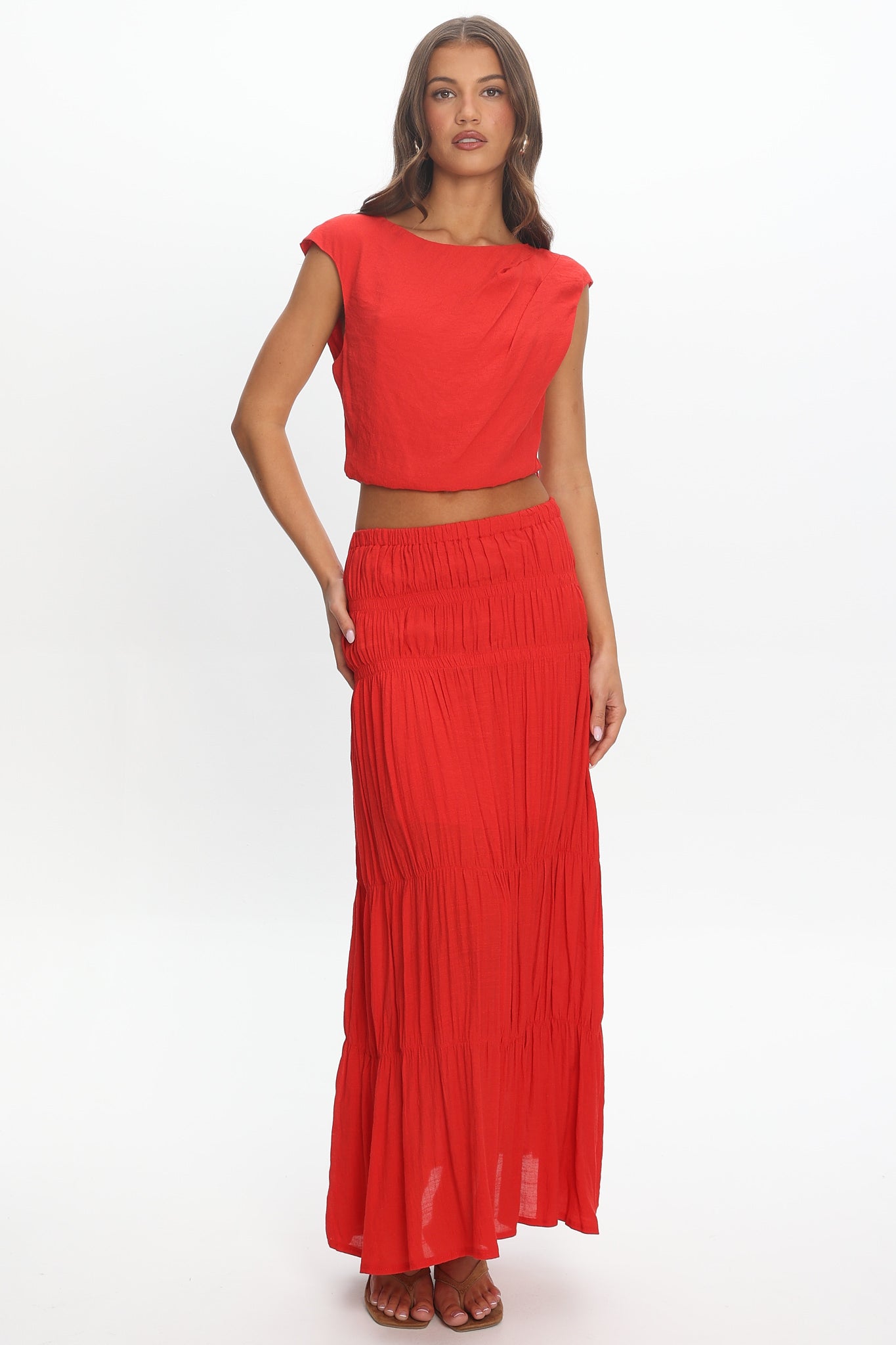 Arden Matching Set Top Chilli
