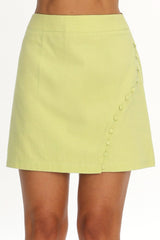 Alessora Button Trim Mini Skirt Lime