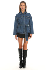 Atlassa Belted Shacket Denim Blue