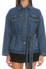 Atlassa Belted Shacket Denim Blue