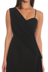 After Light Draped One-Shoulder Mini Dress Black