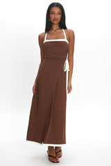 Belira Wrap Front Midi Dress Chocolate
