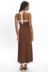Belira Wrap Front Midi Dress Chocolate