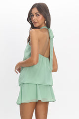 Aniyah Layered Halter Mini Dress Mint