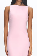 Bedouin Cowl-Back Lace-Hem Gown Light Pink