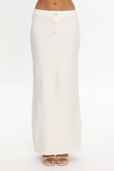 Autumn Breeze Knit Maxi Skirt Off White